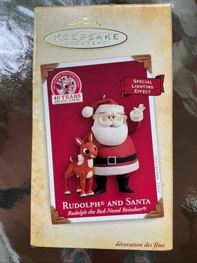 Hallmark Keepsake Ornament 2004 Rudolph and Santa NEW